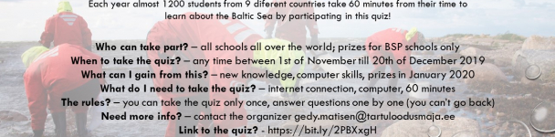 The UNESCO ASPnet Baltic Sea Project's WebQuiz 2019 is ready for students all over Baltic Sea region to participate!